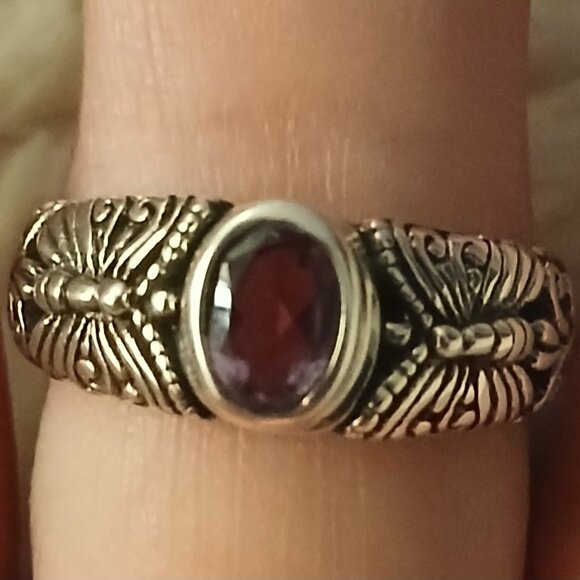 Sterling Silver Butterfly Amethyst Ring - Picture 7 of 12